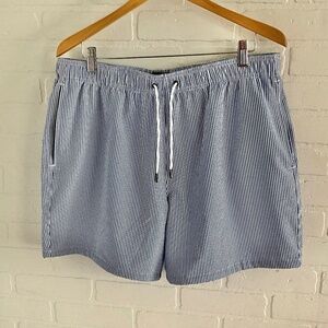 Abercrombie&Fitch Men’s swim trunk PinStripe Blue/White Pull-On Coastal XL